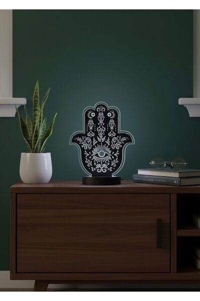 Nera Tasarım Fatma Ana Eli Led Aydınlatmalı Dekoratif Obje - Siyah Renk Ahşap...