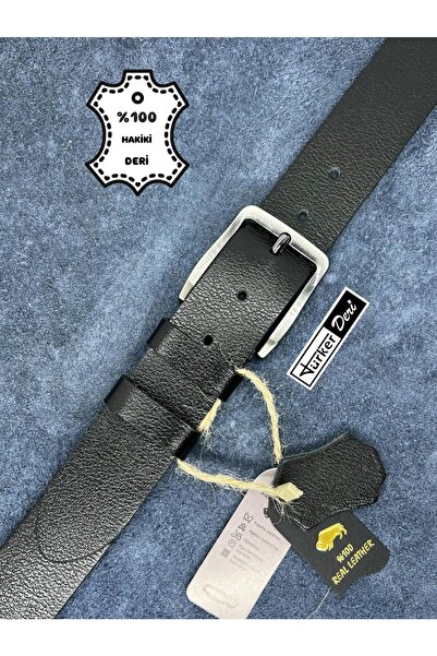 Türker DERİ 100% Genuine Leather Men's Jeans Belt Black 4cm Buffalo Leather