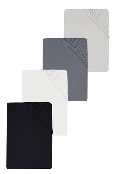 COTENCONCEPT 4 штуки односпальні бавовняні простирадла з гумкою 120 x 200 x 30 см