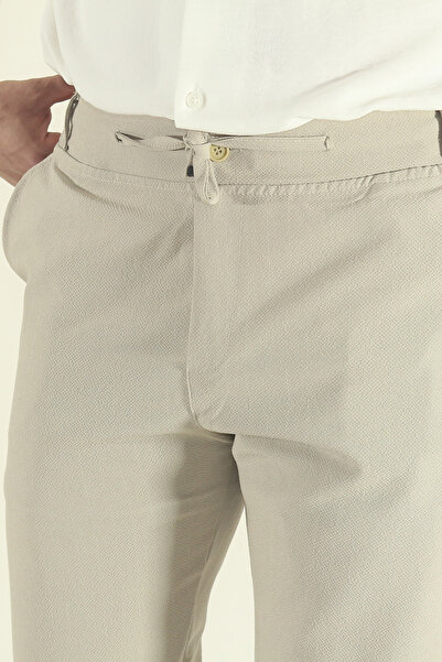 INFLUYENTE Men's Stretch Fabric Elastic Waist Lace-Up Striped Ankle-Length Side Pocket Jogger Pants