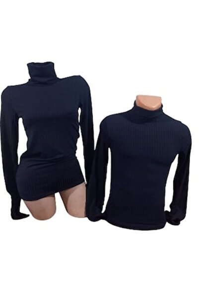 VIKI DISAIN - Navy blue unisex turtleneck, cotton, size 46 RO