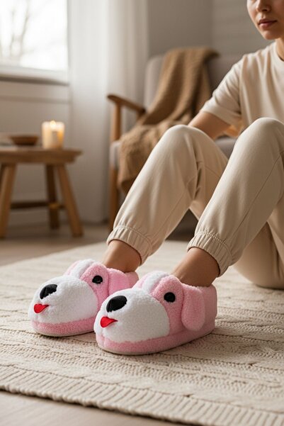 Modafırsat Panduf Hayvan Figürlü Peluş Tüylü Ev Ayakkabısı Yumuşak Taban Ev Botu