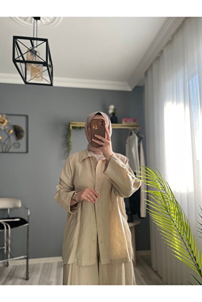 byalisdmr طقم قميص وبنطلون من الموسلين مكون من قطعتين مع إغلاق بالأزرار وخصر ...