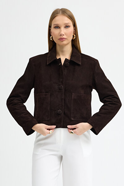 MEECY Women's 3 Button Premium Suede Jacket