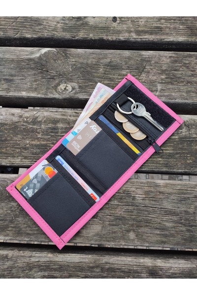 JANJAN Sports Wallet, Unisex Wallet with Velcro, Zipper, Keychain, Coin Compartment, Fabric Wallet