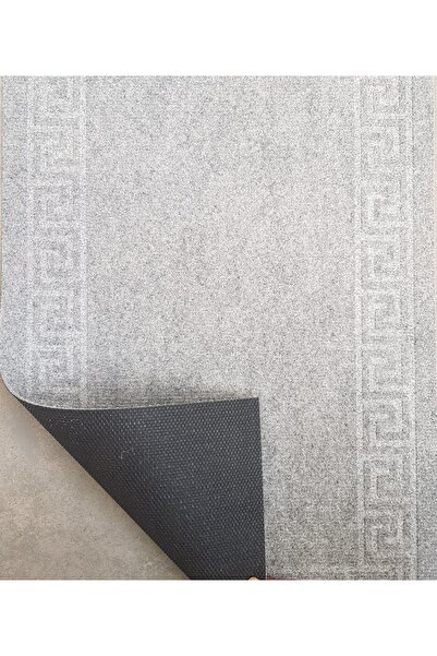 Kotonia Home Anti-slip entrance mat - Greek Border decor plain, 45x75 cm, 100% pvc, medium grey
