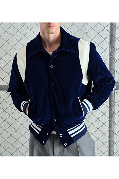 Hazhers Men's College Velvet Pocket Jacket