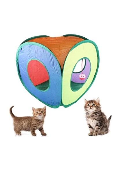 HESPERUS Square Rainbow Color Folding Cat and Dog Play Tunnel