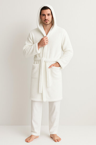 Misue Handmade Hooded Long Unisex Robes, Men's Plush Bathrobe, Ultra Soft Touch Maxi Size Hooded Robes