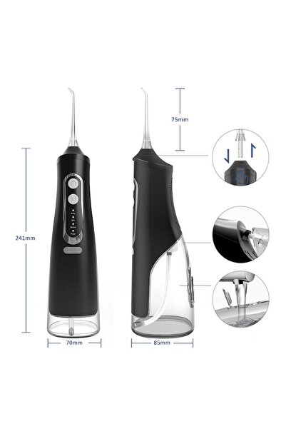 TehnoTek Irigator oral profesional M209, IPX7, 5 moduri, 310 ml, 2000 mAh, negru