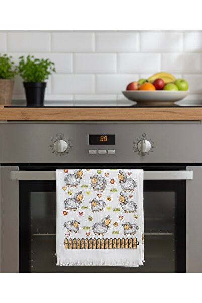 Marka Dekoratif Mutfak Pamuklu Mutfak Havlusu Püsküllü Model 30X50 Cm Yıkanab...