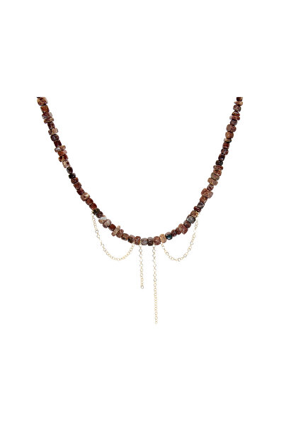 runa Colier din pietre naturale Jad, otel inoxidabil placat aur 18k - handmade in Romania