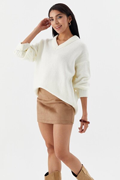 Shopping Shop V-Neck Oversized Sweater Ekru