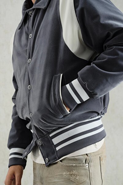 Hazhers Men's College Velvet Pocket Jacket