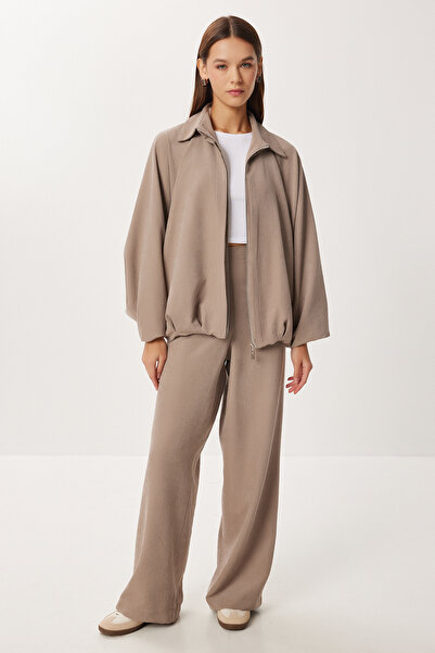 Lovelyİstanbul Bomber Jacket Pants Suede Set Lrg0057 Vi̇zon