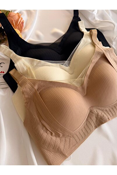 cdh çeyize dair herşey Laser Cut Wire-Free Bra 3-Pack – Black, Nude, Camel