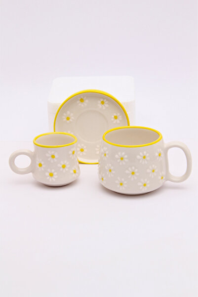 Gezdikçe Bilelim My Dear Self Series, Daisy Cup and Mug Set, Handmade Ceramic, Gift, Mug, Hand Made