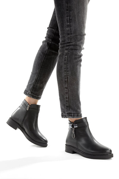 Rabensa حذاء نسائي أسود جاهز للارتداء مع إكسسوارات مشبك