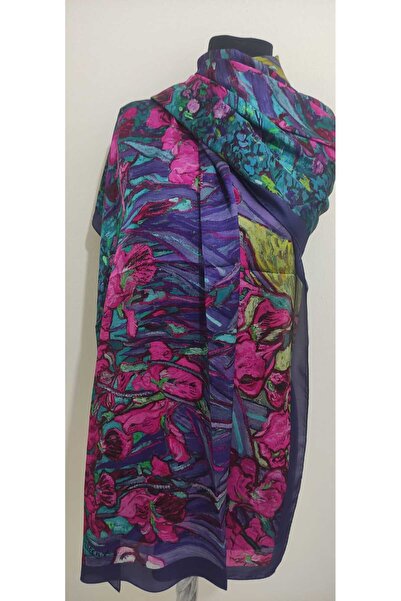 MODA Van Gogh İrisler(Zambaklar) Tablolu İpek Şal