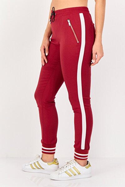 Reiko Women Regular Fit Solid Stretchable Jogger Pants, Red