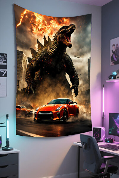 RUGRUMBA Tapiserie pentru gamer – tematică auto, țesătură de calitate, tapiserie de perete