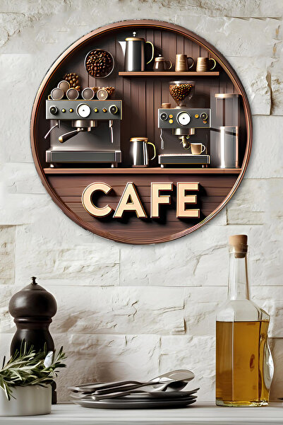 kutuTR 3D Görünümlü Temperli Cam Tablo – Kahve Köşesi Cafe Temalı Duvar Süsü ...