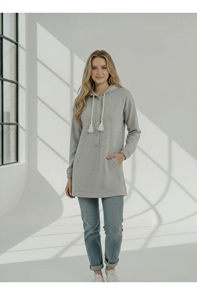 LYVEAN توب من القطن الممشط بثلاثة خيوط مع مبطن بالصوف أزرار قصة فضفاضة