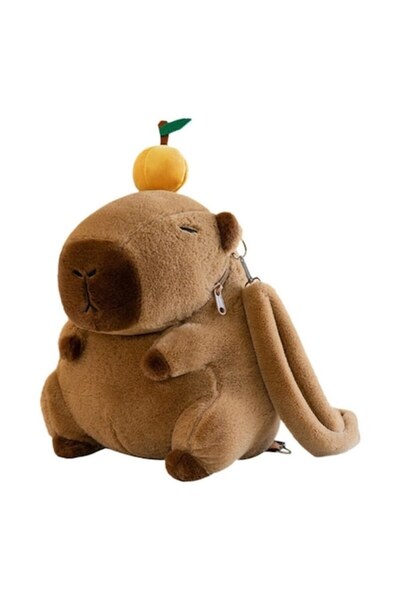 MASHASHOP Capybara plush backpack, brown, 35 cm