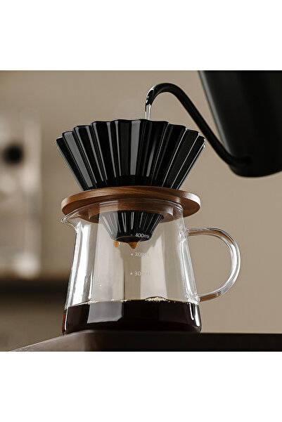 Vivien Home siyah V60 02 Dripper Seramik Kahve Demleme Ekipmani Filtre Kahve