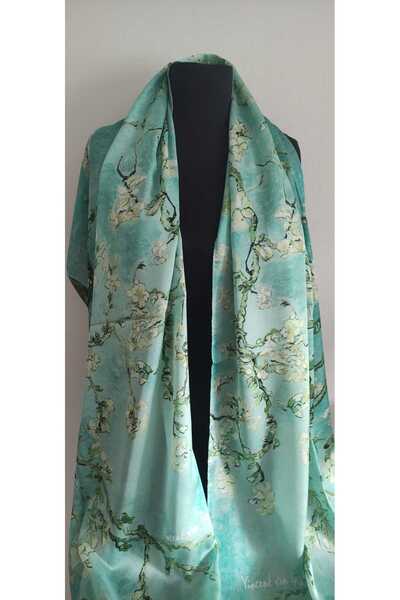 Genel Markalar Van Gogh Badem Ağacı Desenli İpek Şal