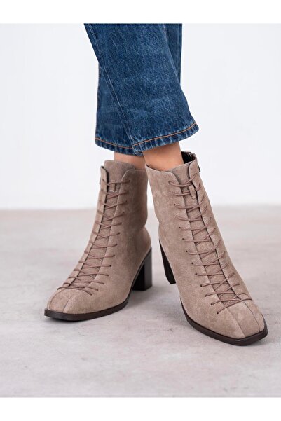 ECENİN BUTİĞİ Hensy Vizon Süet Hakiki Deri Kadın Bot