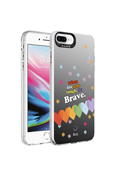 zore غطاء حماية لهاتف iPhone 7 Plus منقوش باللون الفضي NXXA - قلب