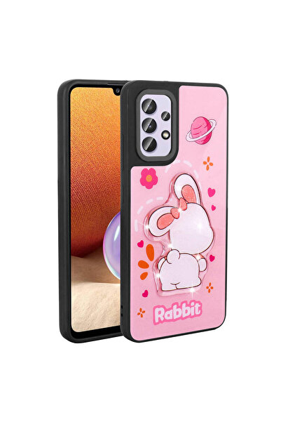 zore غطاء هاتف Galaxy A32 4G من السيليكون مع شكل أيقوني منقوش ولامع من NXXA - وردي