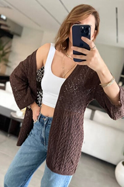 Noa Noa Women's White Knitted Cardigan – Tassel and Diamond Pattern Detail