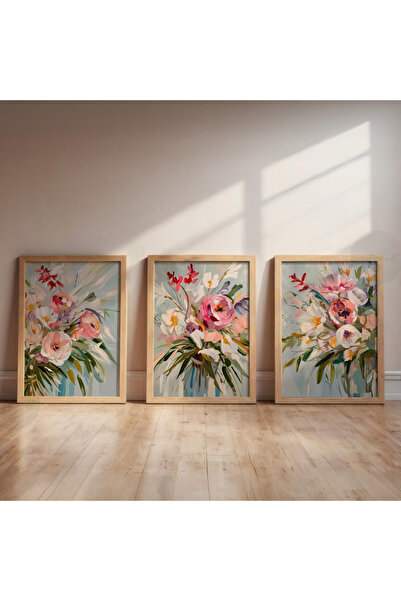 Tuba Decor Set de pictură pentru sufragerie, 3 piese, cu cadru din lemn