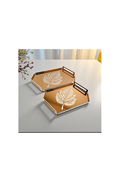 Generic Stainless steel serving tray set, golden rose color