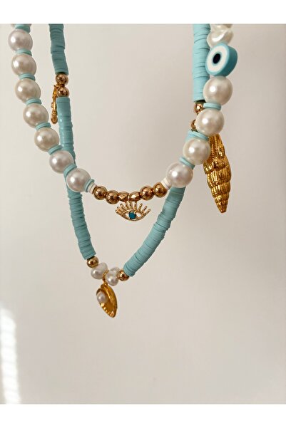 DeNors Pearl Eye Detailed Necklace |   Fimo Beaded Charm Necklace |   Double ...