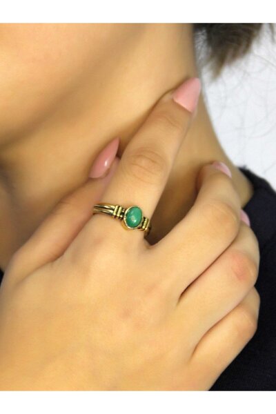 esha خاتم نسائي قابل للتعديل من الحجر الطبيعي العقيق الأخضر والحجر الطبيعي طراز قديم euy81ya