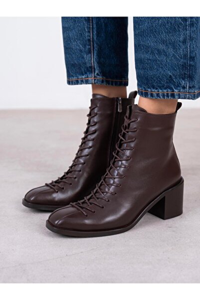 ECENİN BUTİĞİ Hensy Kahve Hakiki Deri Kadın Bot