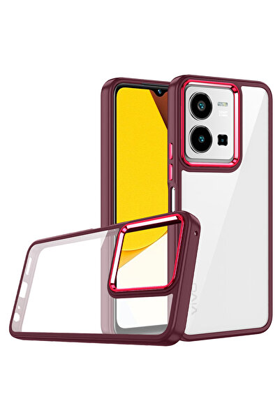 zore غطاء حماية لهاتف فيفو Y35 من جوي كريتيف فلورا - أحمر