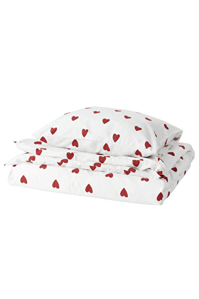 Perotti Love Heart Ranforce 100% Cotton Single Duvet Cover Set with Elastic Fitted Sheet