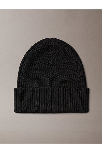 Calvin Klein Logo Cotton and Cashmere Blend Knitted Beanie Lv04D8053Gub1 Men's Beanie Lv04D8053G Ub1