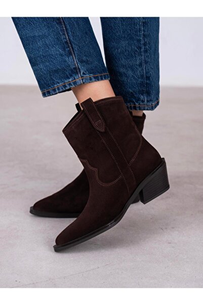 ECENİN BUTİĞİ Medea Kahve Süet Hakiki Deri Kadın Bot