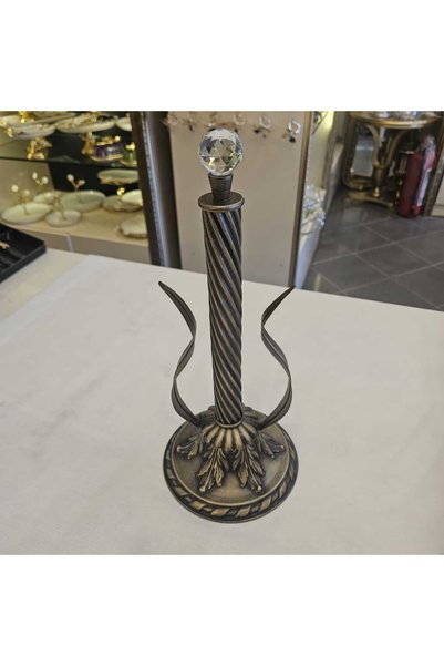 MaviDamla Metal Casting Footed Paper Towel Holder Antique Yellow