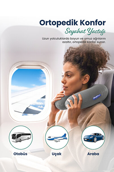 ORPEDOX Ortopedik Seyahat Yastığı Visco Boyun Destekli Seyahat Yastığı - Gri