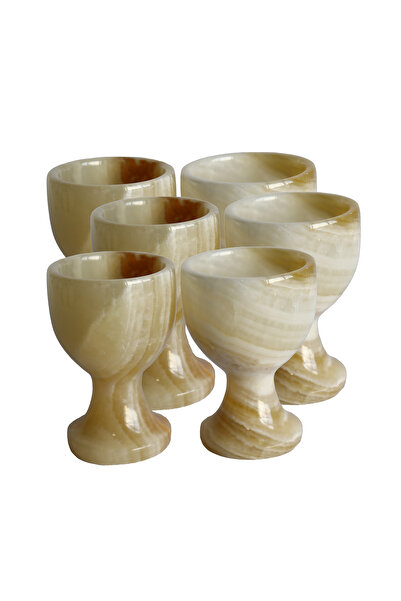 taru pasaj Bal Onyx Natural Stone Egg Glass Set – Handmade Decorative Set of 2 / 6, Stylish Home Accessory