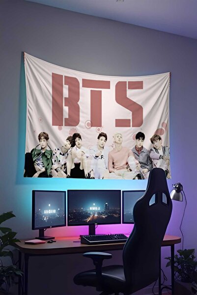 RUGRUMBA غطاء حائط BTS مطبوع - موضوع موسيقي، قماش عالي الجودة، سجادة حائط منسوجة