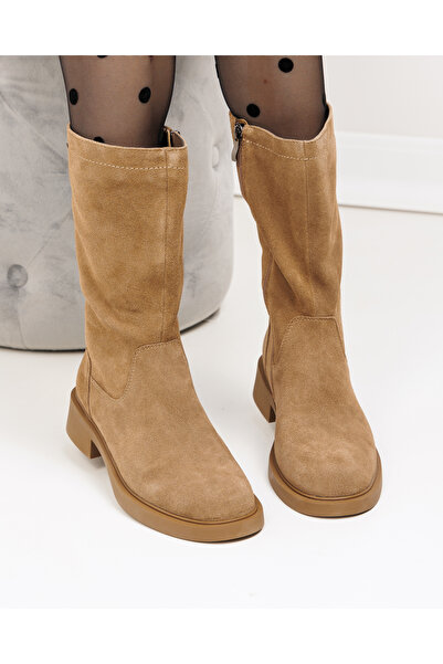 starlike Women's boots made of genuine suede khaki TN6432-1