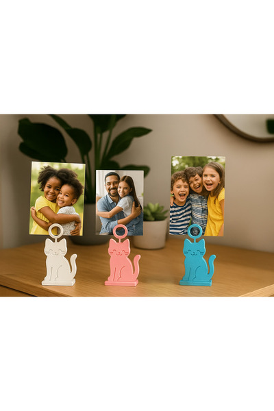 modu3d Kedi Figürlü Fotoğraf Standı 3lü – Sevimli ve Dekoratif Masa Üstü Foto...