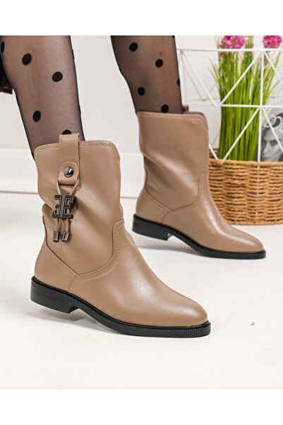 starlike Women's boots made of natural leather, khaki SN5010-1